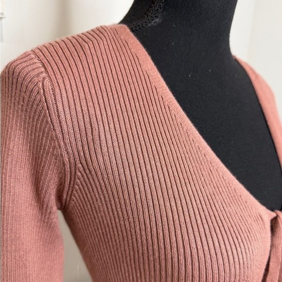 Full Circle Trends Mauve Front Tie Long Sleeve Cardigan (M) - Picture 3 of 7